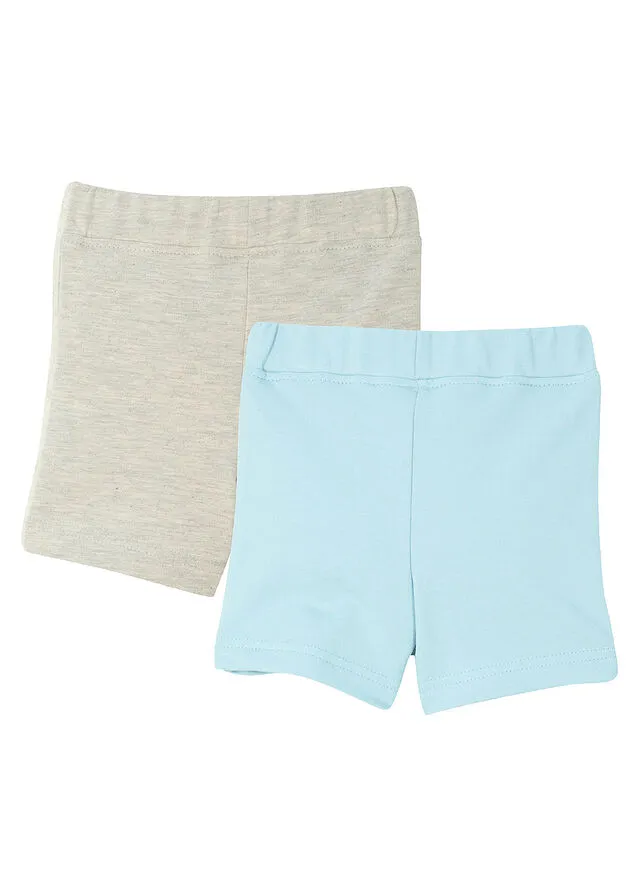 Pantalón corto de chándal para bebé en algodón orgánico (2 unidades) Azul topacio + natural jaspeado estampado